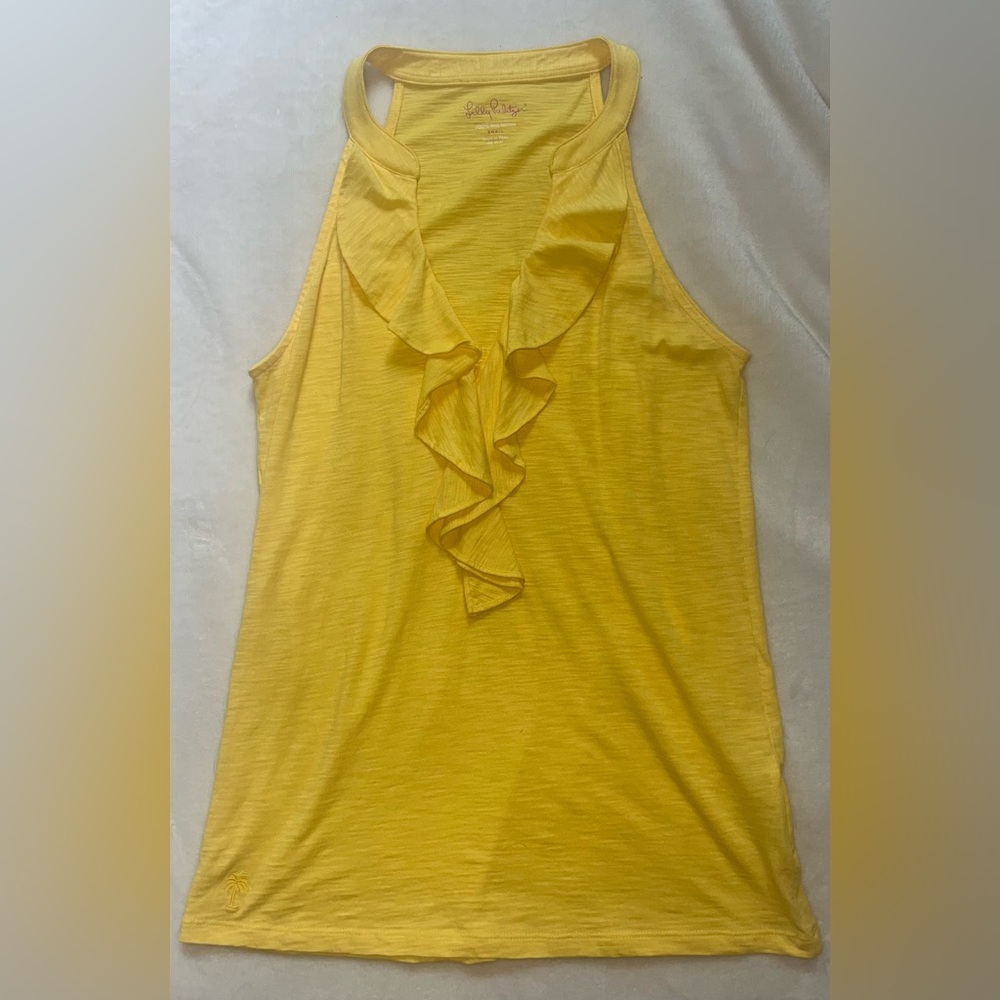 Lilly Pulitzer Shay Ruffled Tank Top Yellow Small